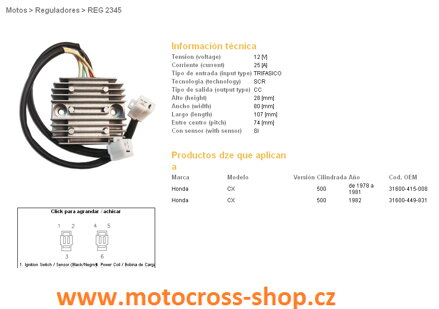 DZE REGULATOR NAPIĘCIA HONDA CX500 78-82, CX500 TURBO (31600-415-008, 31600-449-831) (ESR160)