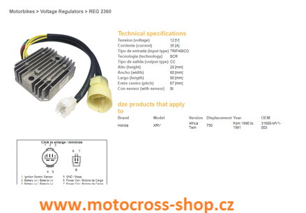 DZE REGULATOR NAPIĘCIA HONDA XRV750 AFRICA TWIN '90-'91 (OEM-31600-MV1-003) (35A)