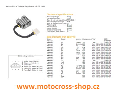 DZE REGULATOR NAPIĘCIA KAWASAKI EL/EN/EX/GPZ/KZ/Z (SH530-12) (21066-1030) (SH530-12K,ESR140)