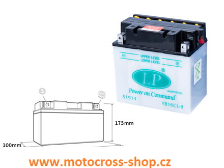 LANDPORT AKUMULATOR YB16CLB 12V 19AH 175X100X175 OBSŁUGOWY - ELEKTROLIT OSOBNO (2) UE2019/1148